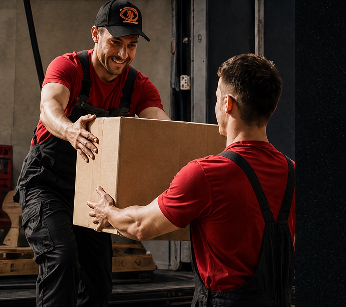 Georgia Pack and Load movers handing off a box
